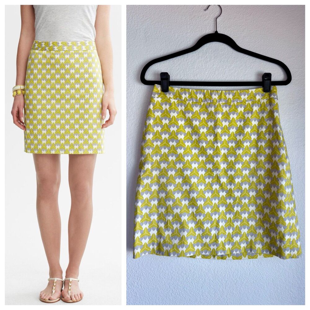 Banana Republic Milly Collection Geometric Printed Skirt in Chili Powder Green 2